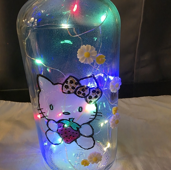 Hand-Painted Upcycled LED Bottle Light (Custom Order Example) - Picture 6 of 7